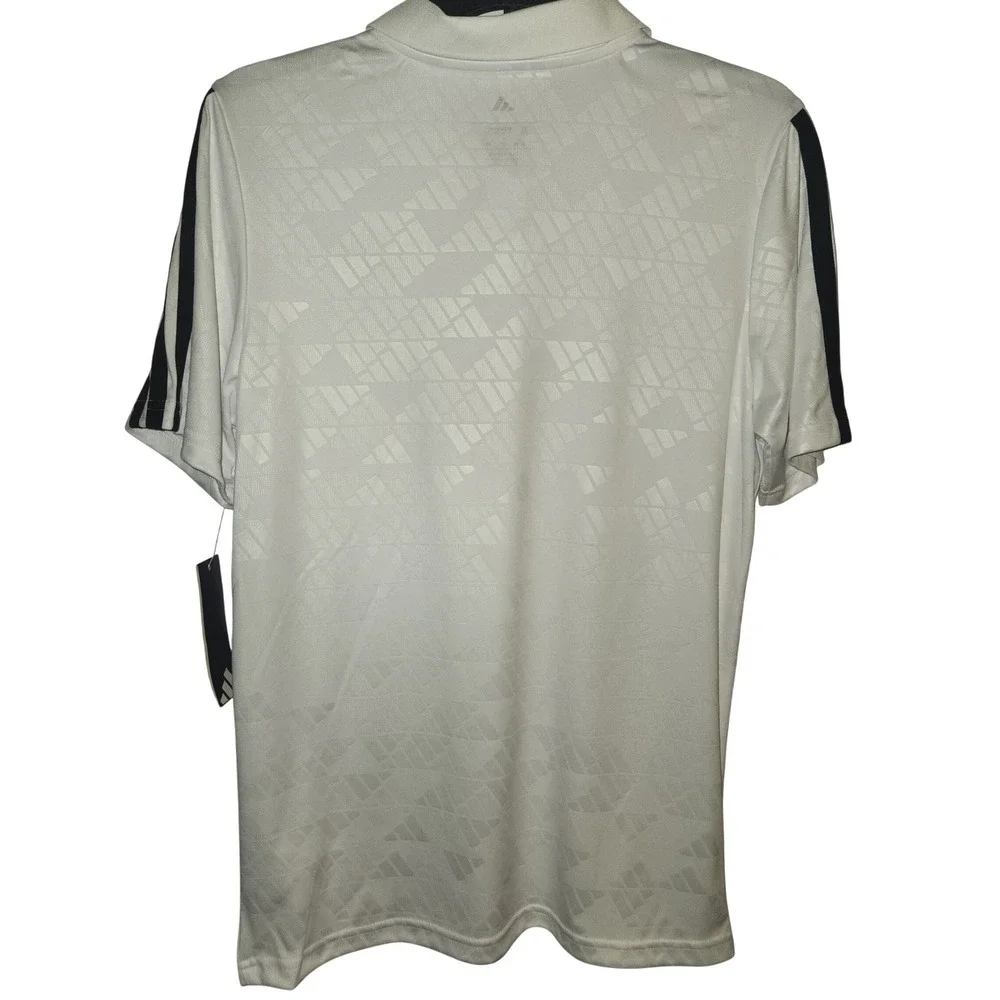 Adidas Deboss Legacy 3S Polo Shirt White Black Boys‎ XL Regular Fit